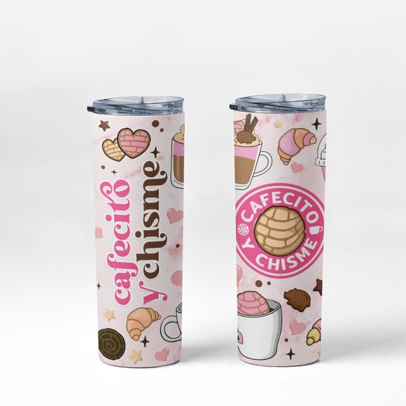 20oz Insulated Tumbler, Cafecito y Chisme, Spanish, Cute - Picture 5 of 8